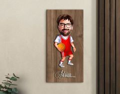 BK Gift Kişiye Özel Basketbol Karikatürlü Kabartma Figürlü Ahşap Tablo-5, Arkadaşa Hediye, Sevgiliye Hediye, Duvar Dekoru