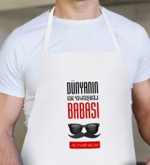 Kişiye Özel Dünyanın En Yakışıklı Babası Tasarımlı Beyaz Mutfak Önlüğü-2