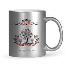 Kişiye Özel Yılın En İyi Matematik Öğretmeni Gümüş Yaldızlı Kupa Bardak