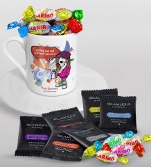 Kişiye Özel Resim Öğretmeni Türk Kahvesi Fincanı Selamlique Karışık Türk Kahvesi ve Haribo Şeker Hediye Seti-2