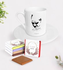 Kişiye Özel Atatürk Temalı Türk Kahvesi Fincanı ve Çikolata Hediye Seti-25