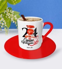 Kişiye Özel Canım Öğretmenim Kırmızı Türk Kahvesi Fincanı - 2