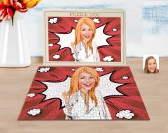 Kişiye Özel Kadın Model Karikatürlü 1000 Parça Profesyonel Puzzle-2