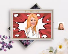 Kişiye Özel Kadın Model Karikatürlü 1000 Parça Profesyonel Puzzle-2