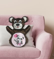 BK Gift Sevimli Pandalar Tasarımlı Kahverengi Ayıcık Yastık-1