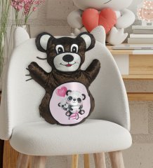 BK Gift Sevimli Pandalar Tasarımlı Kahverengi Ayıcık Yastık-1