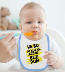BK Kids Bezdum Tasarımlı Mavi Bebek Body Zıbın ve Mama Önlüğü Hediye Seti-4