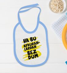 BK Kids Bezdum Tasarımlı Mavi Bebek Body Zıbın ve Mama Önlüğü Hediye Seti-4