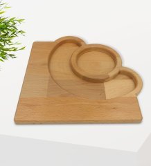 BK Gift Doğal Masif Ahşap Yarım Ay Sunum Tabağı Çerezlik