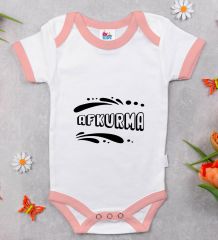 BK Kids Afkurma Tasarımlı Pembe Bebek Body Zıbın-1