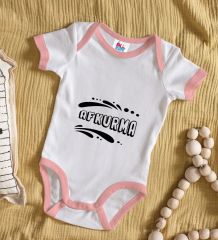 BK Kids Afkurma Tasarımlı Pembe Bebek Body Zıbın-1