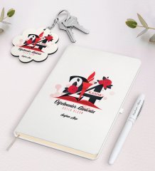 Kişiye Özel Öğretmenler Gününüz Kutlu Olsun Beyaz Defter Kalem ve Anahtarlık Hediye Seti-1
