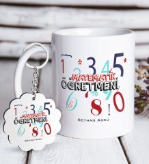 Kişiye Özel Matematik Öğretmeni Beyaz Kupa ve Anahtarlık Hediye Seti-4