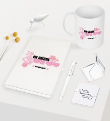 Kişiye Özel En Güzel Anne Adayı Beyaz Defter Kalem Kupa Ayna Seti - 3