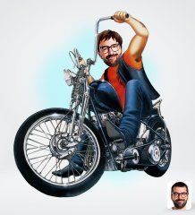 Kişiye Özel Erkek Motorcu Tasarımlı Dijital Karikatür-5