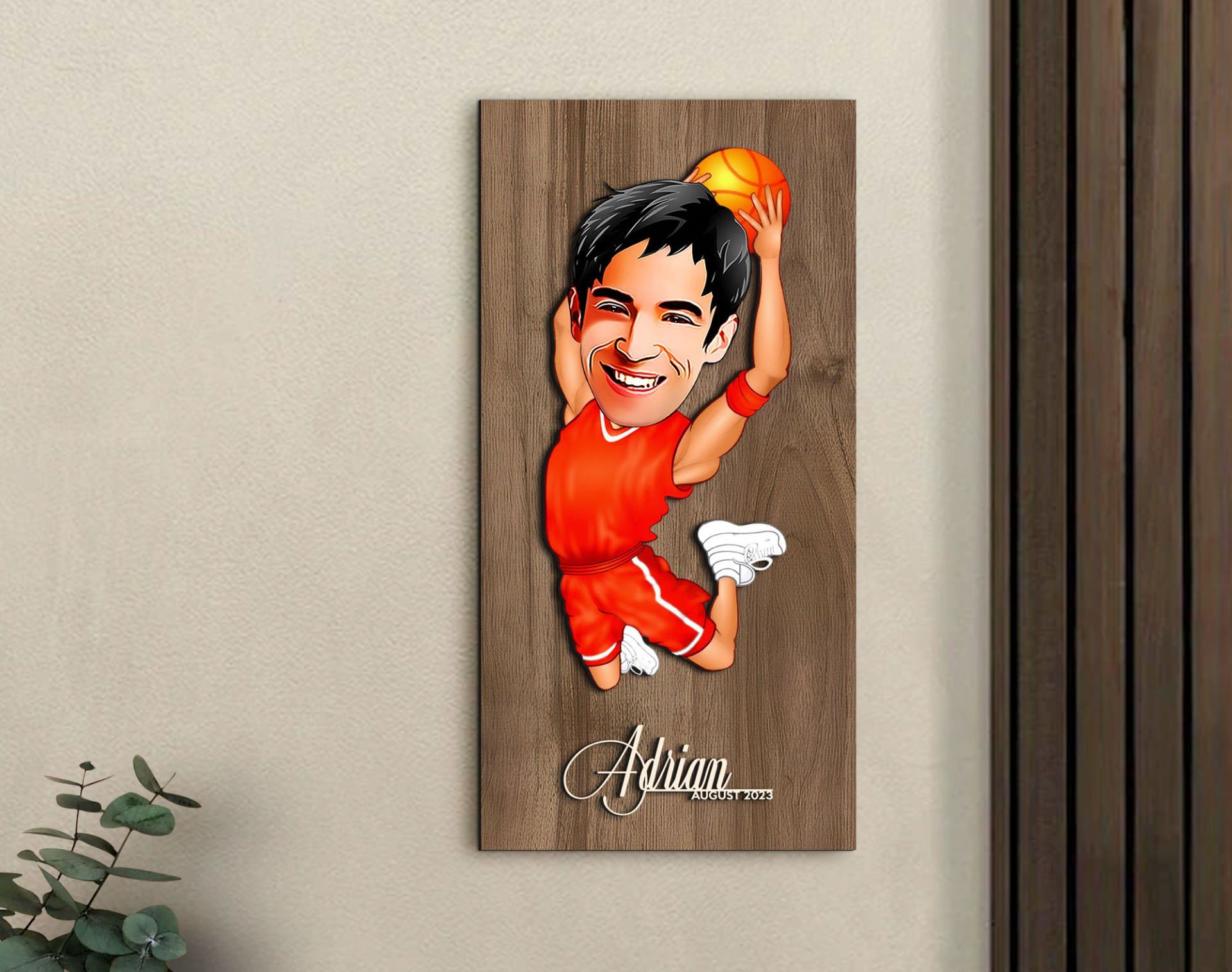 BK Gift Kişiye Özel Beyzbol Karikatürlü Kabartma Figürlü Ahşap Tablo-18, Arkadaşa Hediye, Sevgiliye Hediye, Duvar Dekoru