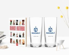 Kişiye Özel Renkli Baskılı Kocaeli Tasarımlı Turistik İkili Rakı Bardağı ve Rakı Cep Kitabı Hediye Seti-1