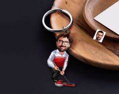 BK Gift Kişiye Özel Erkek Curling Karikatürlü Ahşap Anahtarlık-1 Sevgiliye Hediye, Arkadaşa Hediye, Doğum Günü Hediyesi