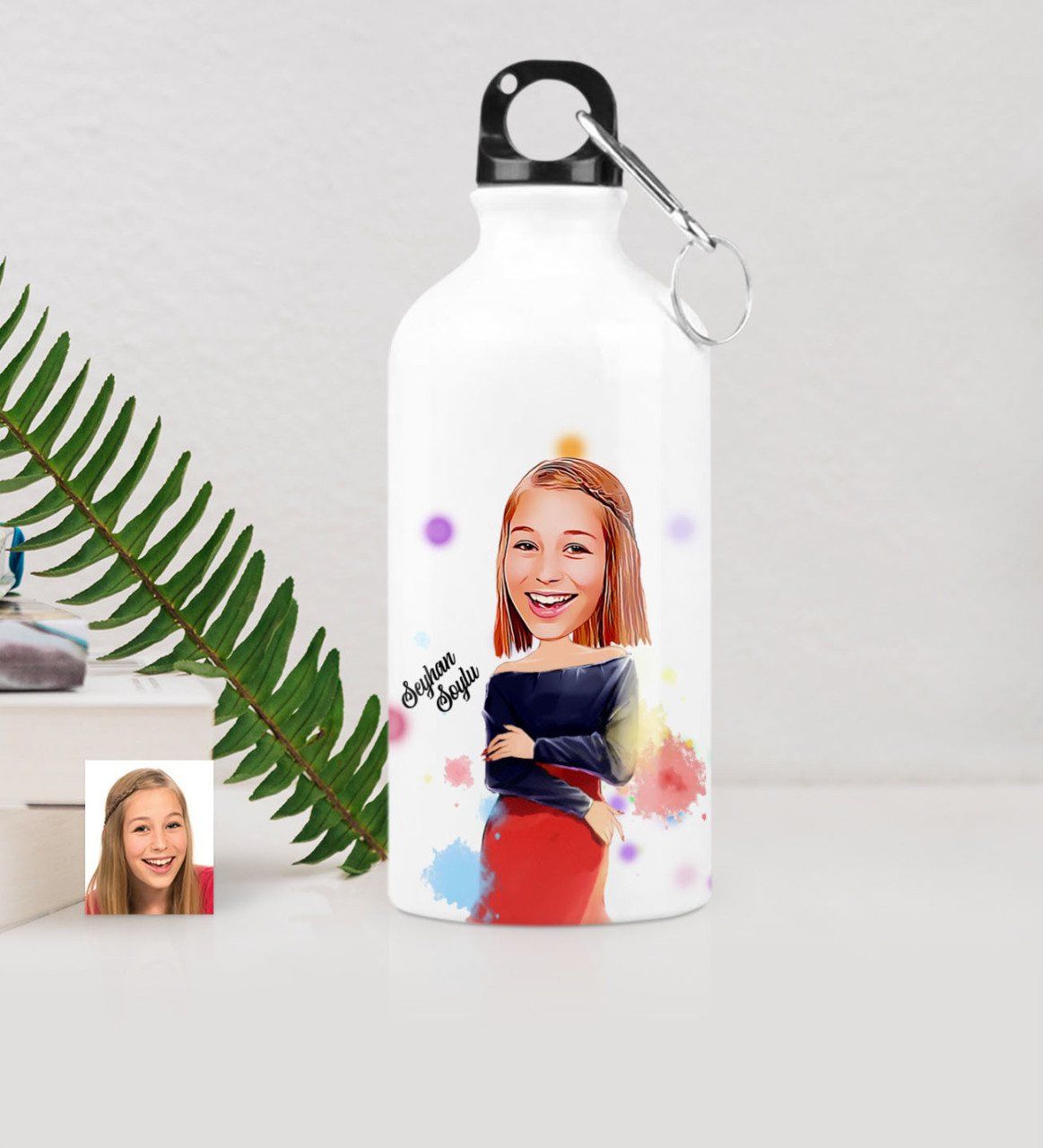 Kişiye Özel Bayan Karikatürlü Metal Suluk (500 ml.) - 12