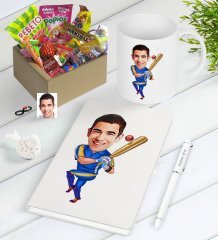 Kişiye Özel Bay Baseball Oyuncusu Karikatürlü Nostaljik Lezzetler Defter Kalem Kupa Hediye Seti