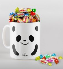 Kişiye Özel Sevgililer Günü Beyaz Kupa ve Haribo Şeker Hediye Seti-107