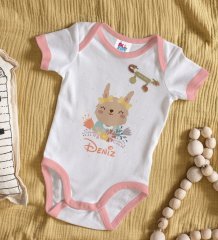 BK Kids Kişiye Özel İsimli Pembe Bebek Body Zıbın ve Kız Bebek İğnesi Hediye Seti-14