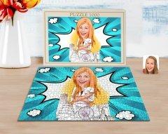 Kişiye Özel Kadın Mimar Karikatürlü 1000 Parça Profesyonel Puzzle-1
