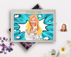 Kişiye Özel Kadın Mimar Karikatürlü 1000 Parça Profesyonel Puzzle-1
