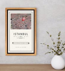 Kişiye Özel Renkli İstanbul Haritası Tasarımlı Dekoratif Retro Ahşap Çerçeveli Tablo-1