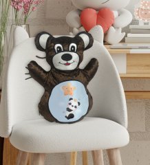 BK Gift Sevimli Panda Tasarımlı Kahverengi Ayıcık Yastık-7