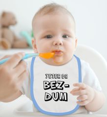 BK Kids Bezdum Tasarımlı Mavi Bebek Body Zıbın ve Mama Önlüğü Hediye Seti-3
