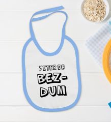 BK Kids Bezdum Tasarımlı Mavi Bebek Body Zıbın ve Mama Önlüğü Hediye Seti-3