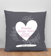 BK Gift Kişiye Özel İsimli Anneler Günü Tasarımlı Antrasit Kırlent Yastık, Anneye Hediye, Ev Dekorasyonu, Anneler Günü Hediyesi-2
