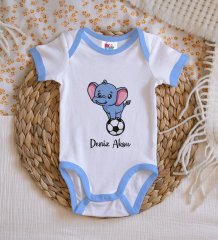 BK Kids Kişiye Özel Mavi Bebek Body Zıbın - Model 201