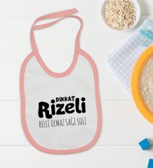 BK Kids Dikkat Rizeli Tasarımlı Pembe Bebek Mama Önlüğü-1