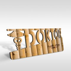 Kişiye Özel Mesleki Doktor Ahşap Masa İsimliği (Model E19)