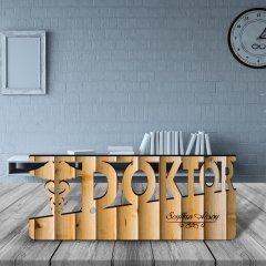 Kişiye Özel Mesleki Doktor Ahşap Masa İsimliği (Model E19)