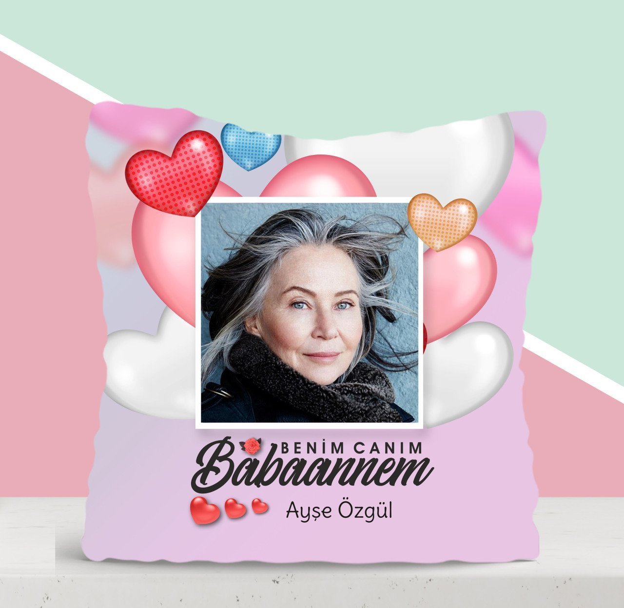Kişiye Özel Canım Babaannem Tasarımlı Beyaz Yastık