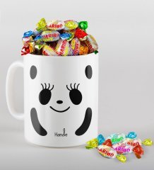 Kişiye Özel Sevgililer Günü Beyaz Kupa ve Haribo Şeker Hediye Seti-106