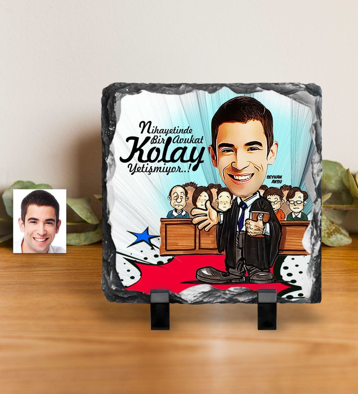 Kişiye Özel Bay Avukat Karikatürlü Dekoratif Doğal Taş - 2