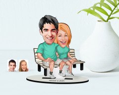 Kişiye Özel Sevgili Karikatürlü Ahşap Biblo Model-55