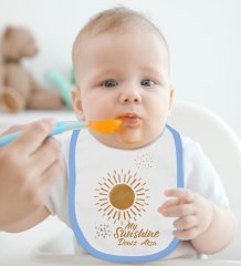 BK Kids Kişiye Özel Sunshine Tasarımlı Mavi Bebek Body Zıbın ve Mama Önlüğü Hediye Seti-1