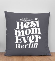 BK Gift Kişiye Özel İsimli Anneler Günü Tasarımlı Antrasit Kırlent Yastık, Anneye Hediye, Ev Dekorasyonu, Anneler Günü Hediyesi-1