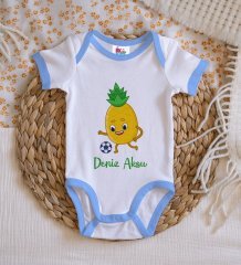 BK Kids Kişiye Özel Mavi Bebek Body Zıbın - Model 200