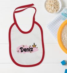 BK Kids Kişiye Özel İsimli Kırmızı Bebek Mama Önlüğü-33