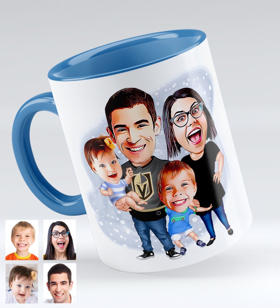 Kişiye Özel Aile Karikatür Kupa Bardak - 3