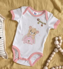 BK Kids Kişiye Özel İsimli Pembe Bebek Body Zıbın ve Kız Bebek İğnesi Hediye Seti-6