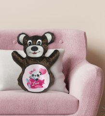 BK Gift Sevimli Panda Tasarımlı Kahverengi Ayıcık Yastık-5