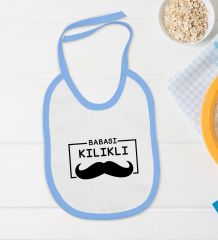 BK Kids Babası Kılıklı Tasarımlı Mavi Bebek Body Zıbın ve Mama Önlüğü Hediye Seti-1