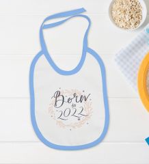 BK Kids Born To 2022 Tasarımlı Mavi Bebek Body Zıbın ve Mama Önlüğü Hediye Seti-1